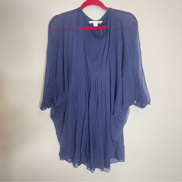 Diane Von Furstenberg Silk Fleurette navy Dress - Picture 2 of 6